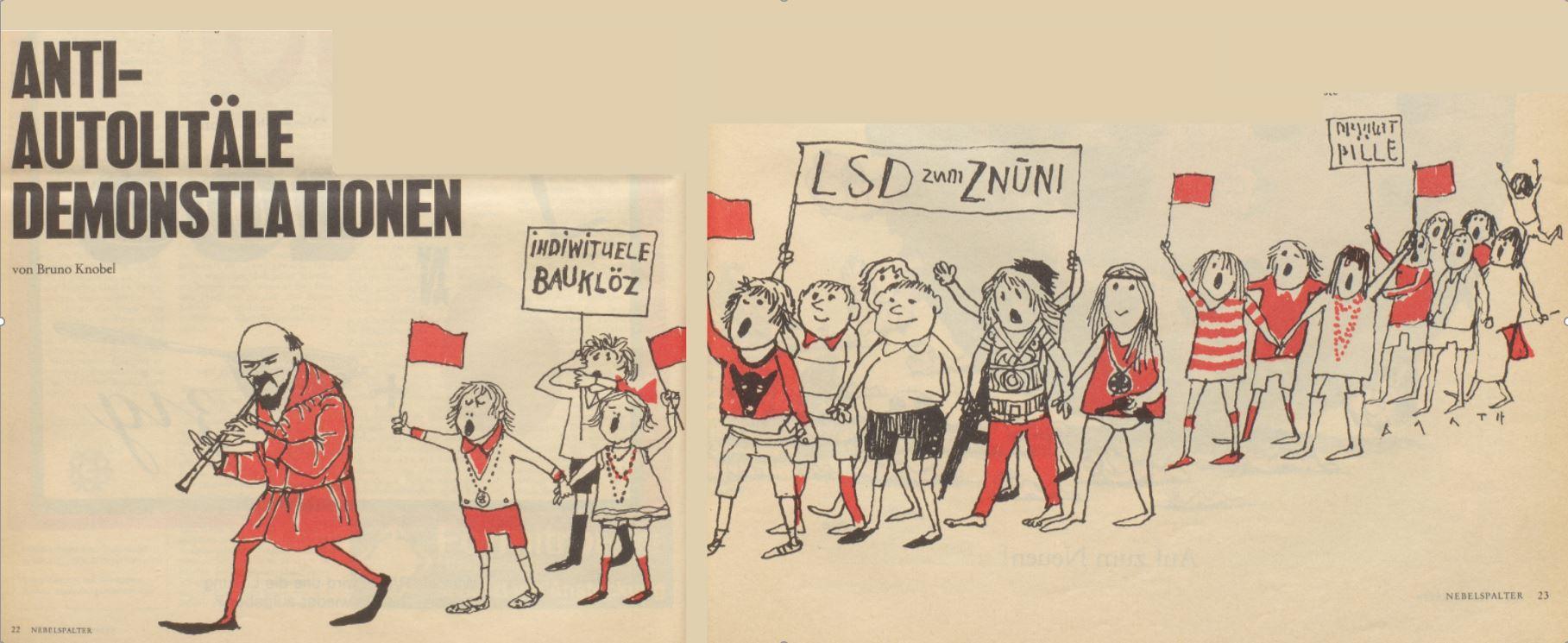 Karikatur: Lenin als Rattenfänger für Kinder