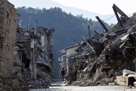 Case diroccate ad Amatrice un anno dopo il terremoto