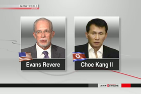 Evans Revere e Choe Kang Il nel servizio dell emittente giapponese NHK.