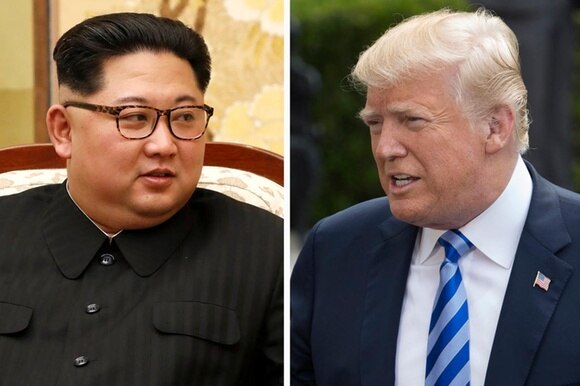Collage: Kim Jong-un e Trump