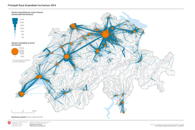 Principali flussi di pendolari registrati nel 2014 indicati su una cartina fornita dall Ufficio federale di statistica