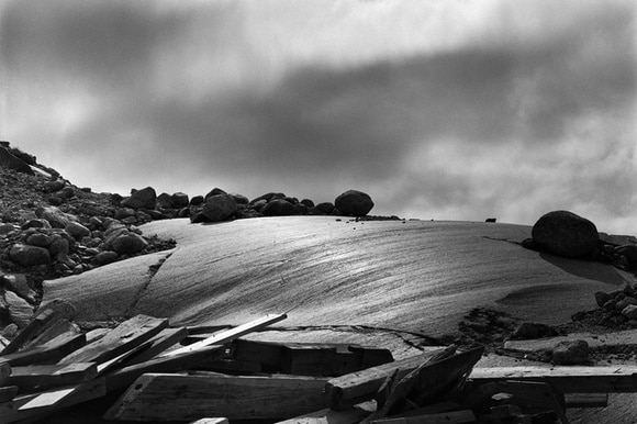 foto in bianco e nero del ghiacciaio del Rodano