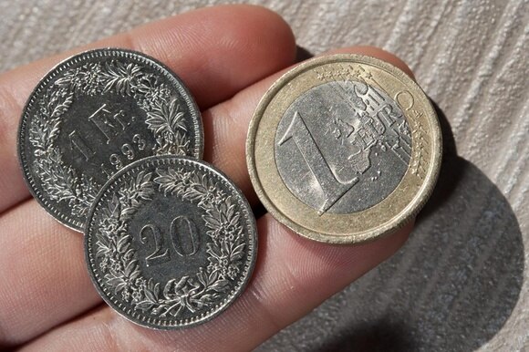 Monete svizzere e un euro