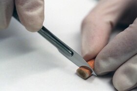 mozzicone di sigaretta tagliato con un coltello