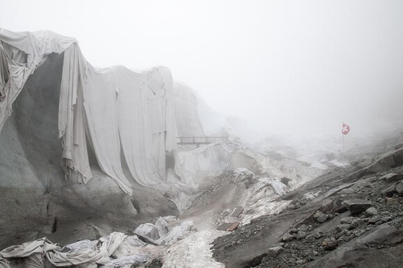 Glacier covered in cloth