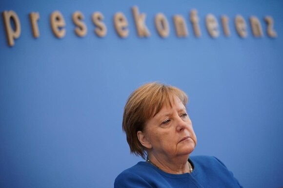 Angela Merkel durante la conferenza stampa
