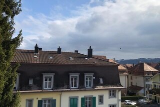 Sicht auf Dach eines Gebäudes