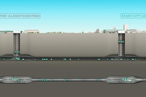 Una bozza del progetto raffigurante il trasporto sotterraneo.