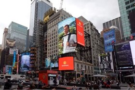 Roger Federer in Times Square.