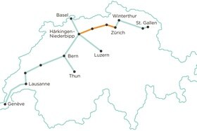 Map of the 500km of planned Cargo sous terrain tunnels in Switzerland